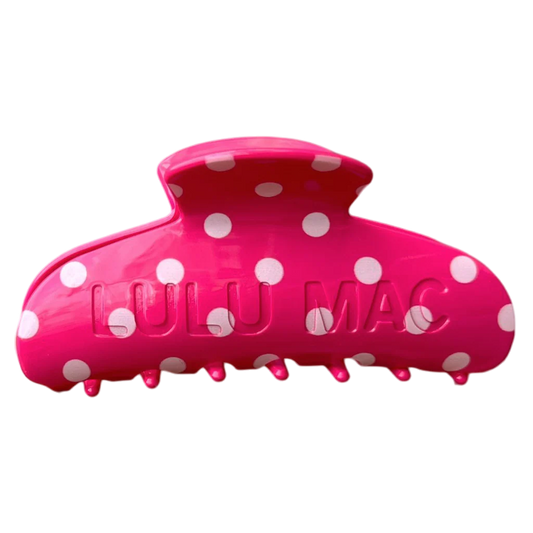 LULU MAC Hair Clip, Hot Pink/White