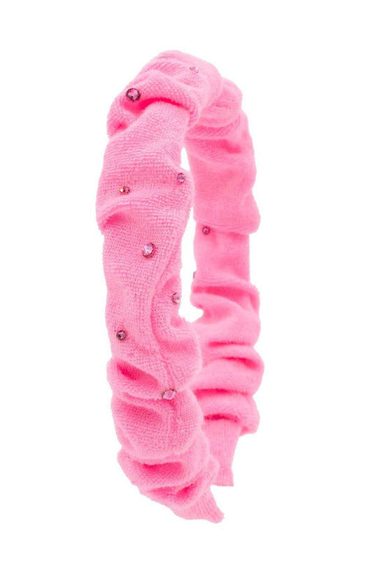 Crystallized Terry Crinkle Headband, Pink