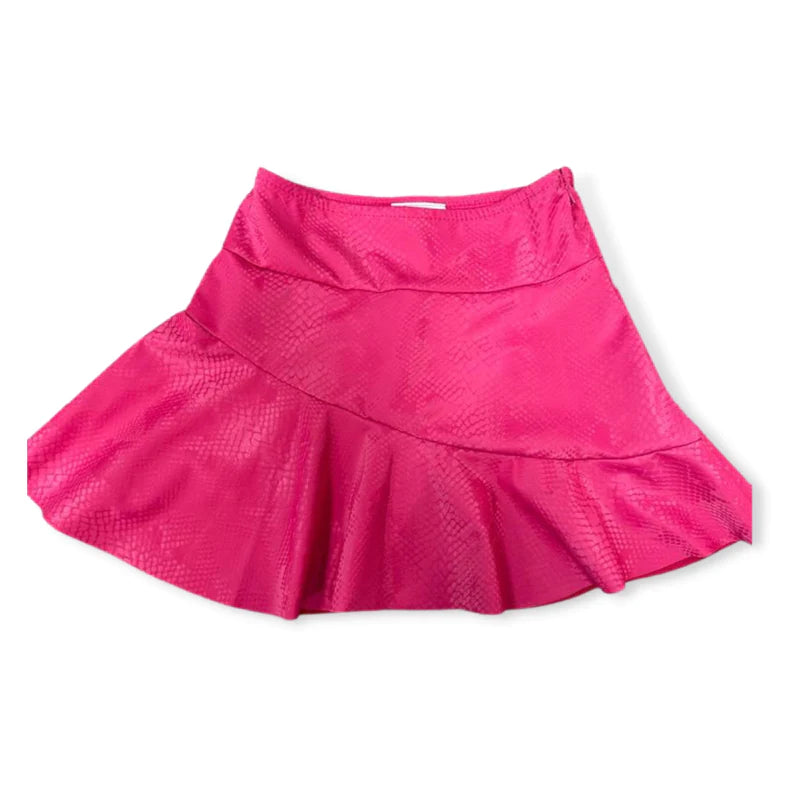 Embossed Ruffle Skort, Hot Pink Snake