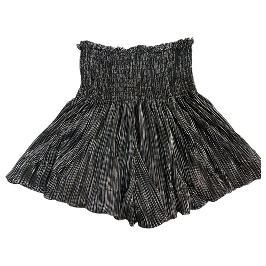 Black/Silver Pleat Swing Shorts