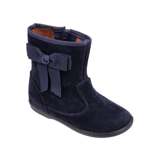 Navy Suede Boots w/Bow