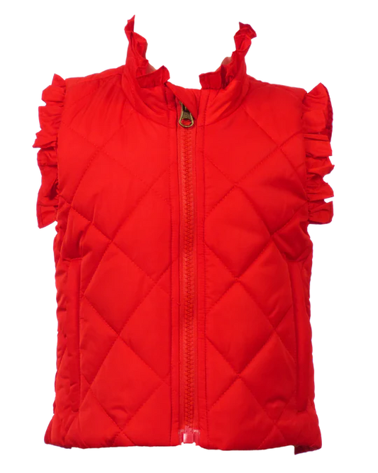 Vera Vest w/ Ruffles, Red