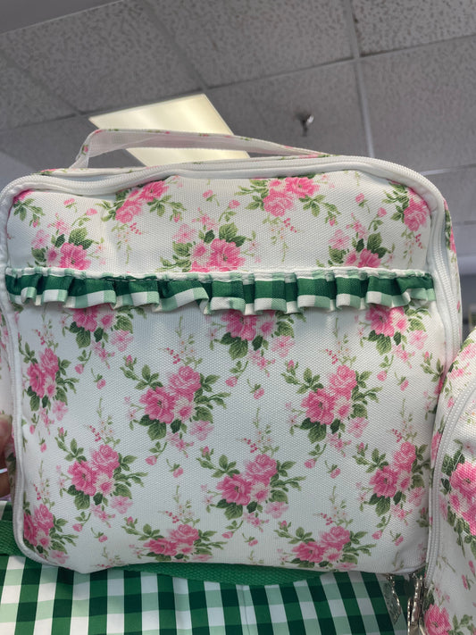 Pink Roses Ruffle Lunch Bag