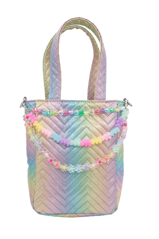 Shimmer Ombre Top Handle Bag w/Charms
