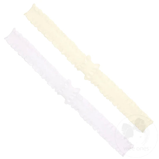 Wee Ones Add-A-Bow Stretch Ruffle Edge Girls Baby Bands - Two Pack (2 color options)