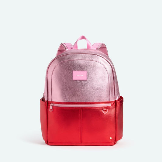 Kane Double Pocket Backpack, Pink/Red Colorblock