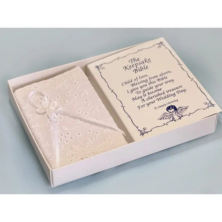 White Eyelet Keepsake Baby Bible