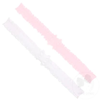 Wee Ones Add-A-Bow Stretch Ruffle Edge Girls Baby Bands - Two Pack (2 color options)