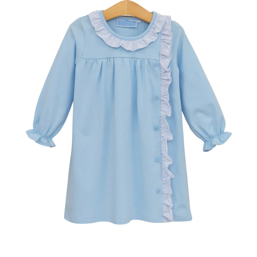 Lucille Dress, Light Blue Bitty Dot