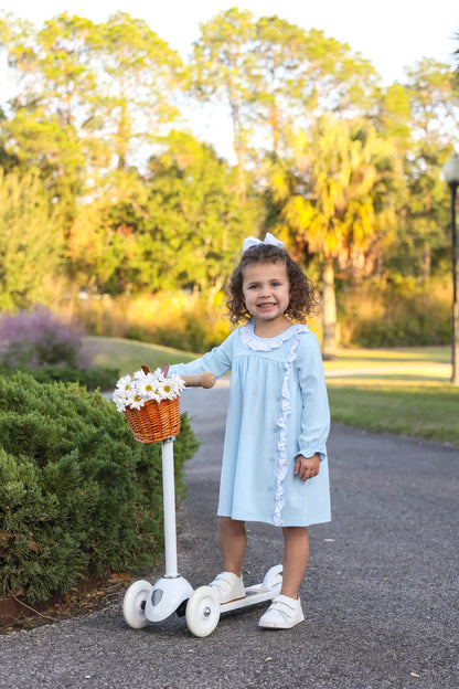 Lucille Dress, Light Blue Bitty Dot