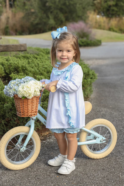 Lucille Bloomer Set, Light Blue Bitty Dot