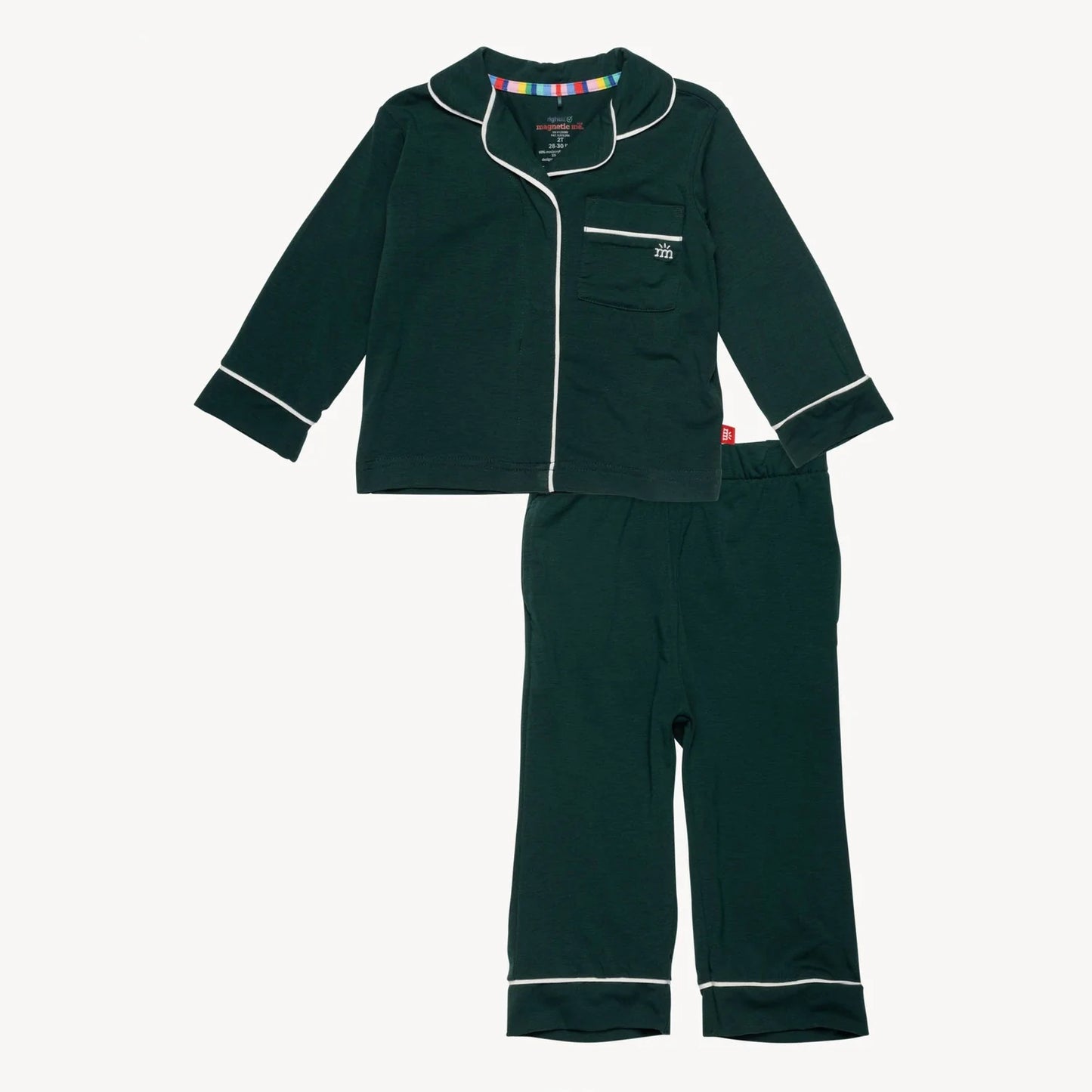 Magnetic Classic Kids 2pc Pajama Set, Deep Emerald