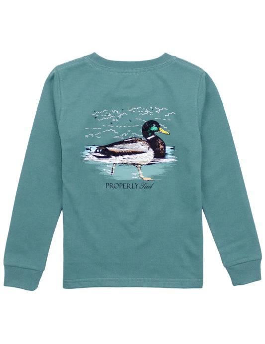 Boys Swimming Mallard LS Tee, Marine Green