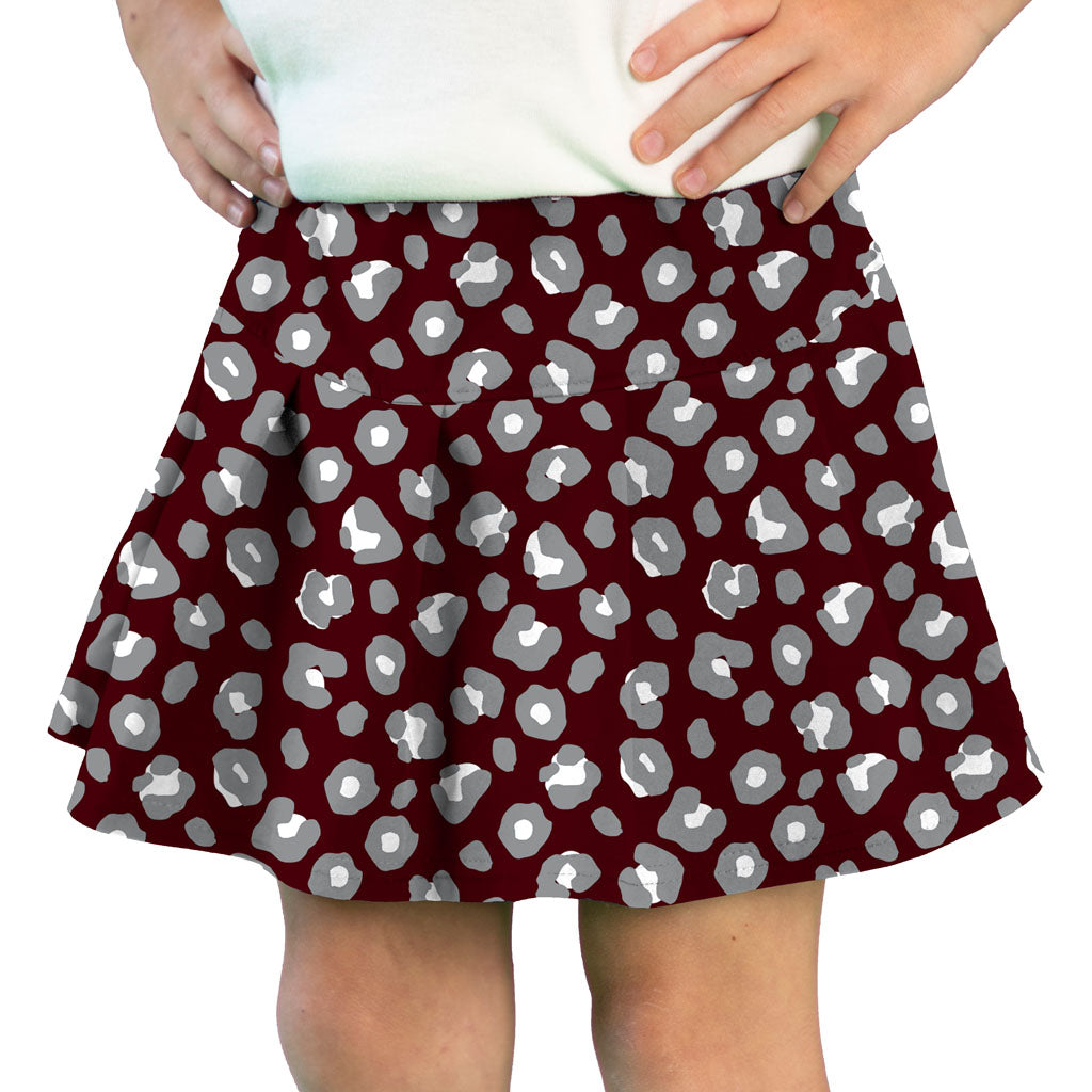 Tennis Skort, Maroon Leopard