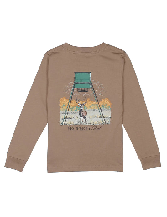 Boys Deer Feeder LS Tee, Walnut