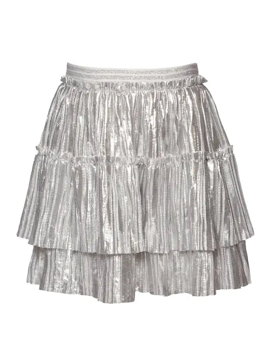 Mini Pleat Skirt Tiered, Silver