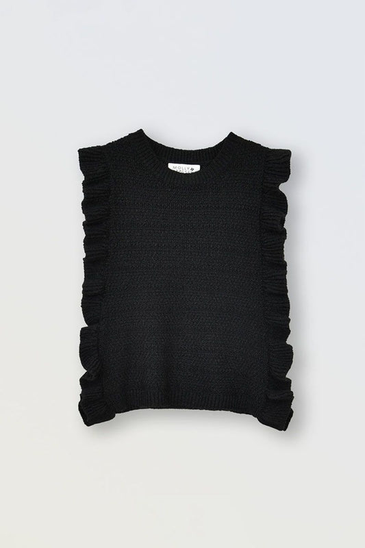 Khloe Sleeveless Sweater, Black