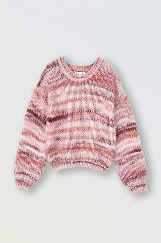 Knitted Sweater, Stripe Pink