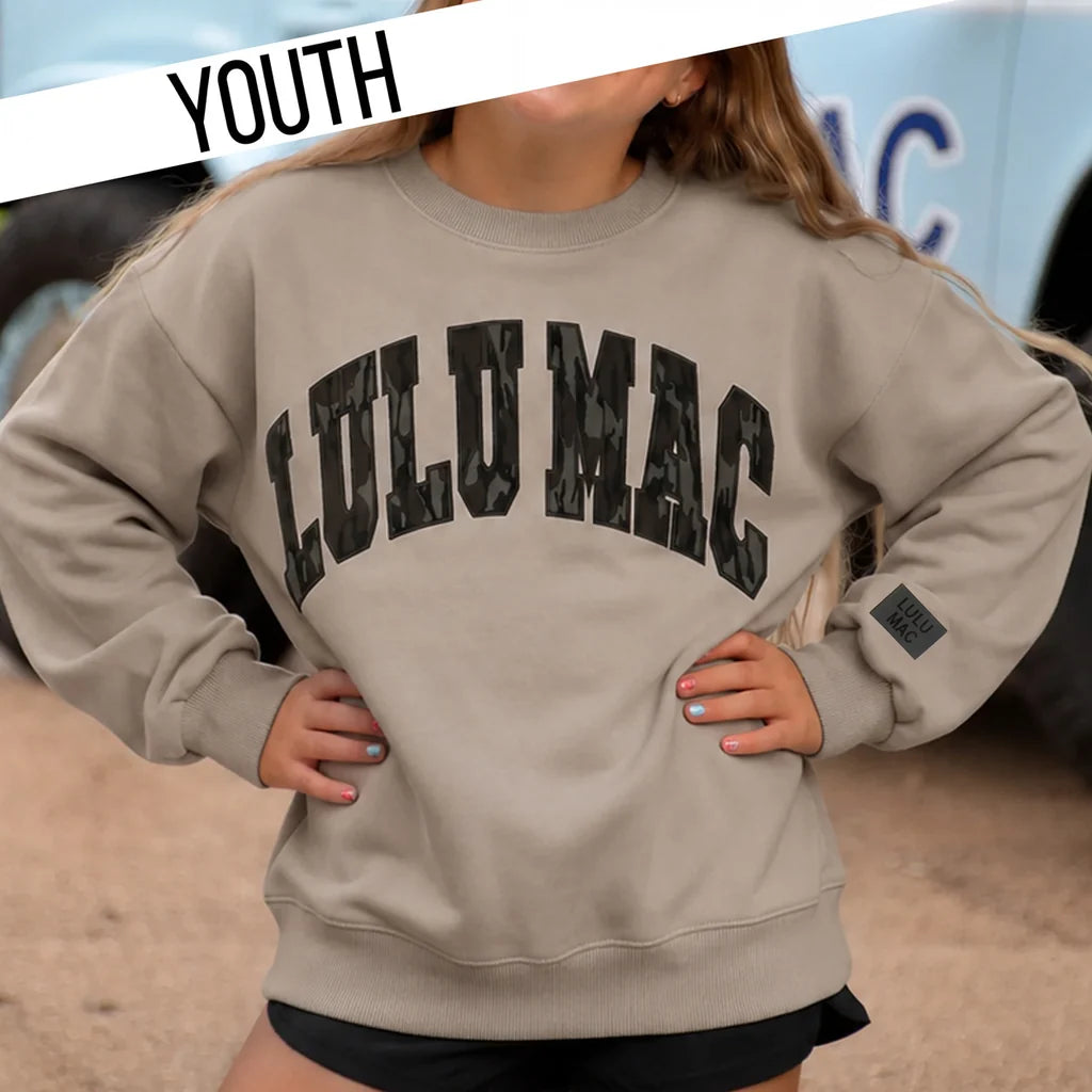 Kids LULU MAC Bottomland Camo Sweatshirt, Greige