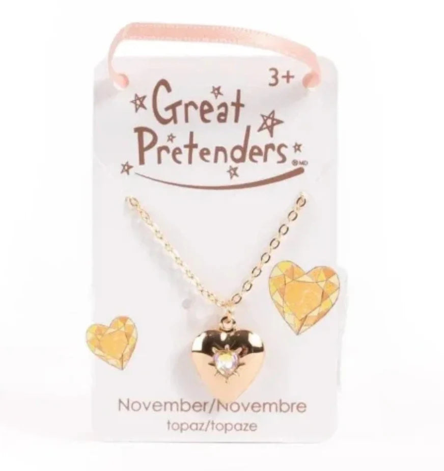 Birthstone Heart Locket Necklace