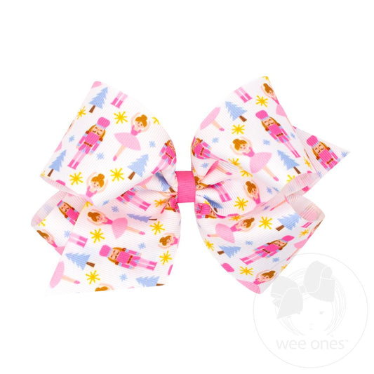 King Pink Christmas Print Bow