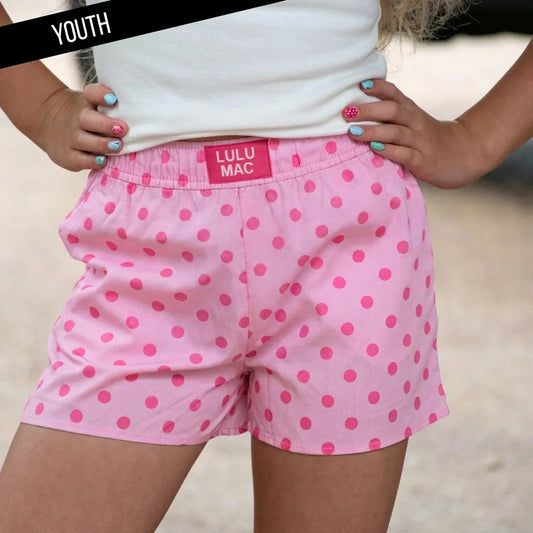 Kids LULU MAC Polka Dot Shorts, Pink