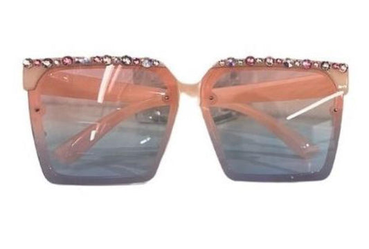 Crystalized Top On Ombre Sunglasses, Pink
