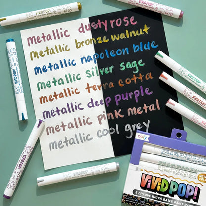 Vivid Pop! Opaque Water Based Paint Markers, Metallic
