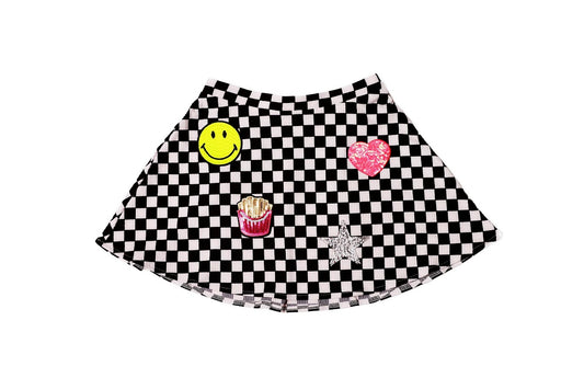 Van Inspired Patched Skirt, Black/White