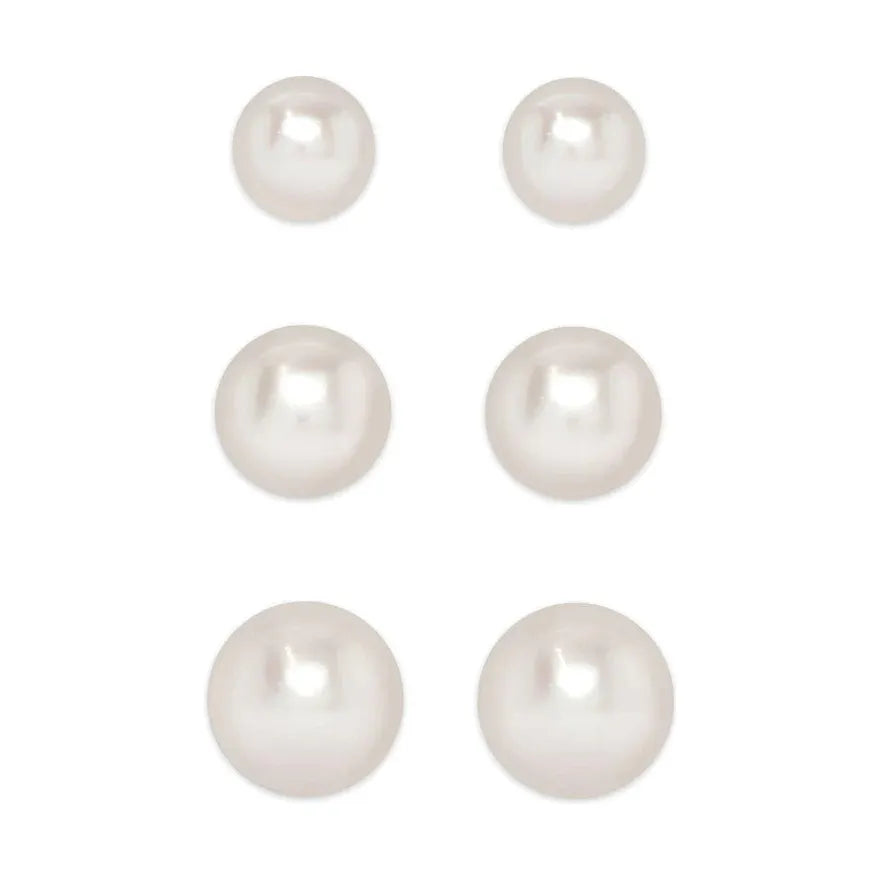 Graduated Freshwater Pearls Stud Set in Sterling Silver