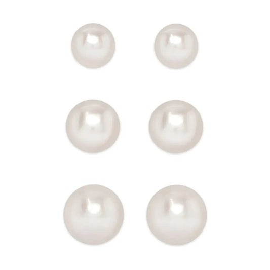 Graduated Freshwater Pearls Stud Set in Sterling Silver