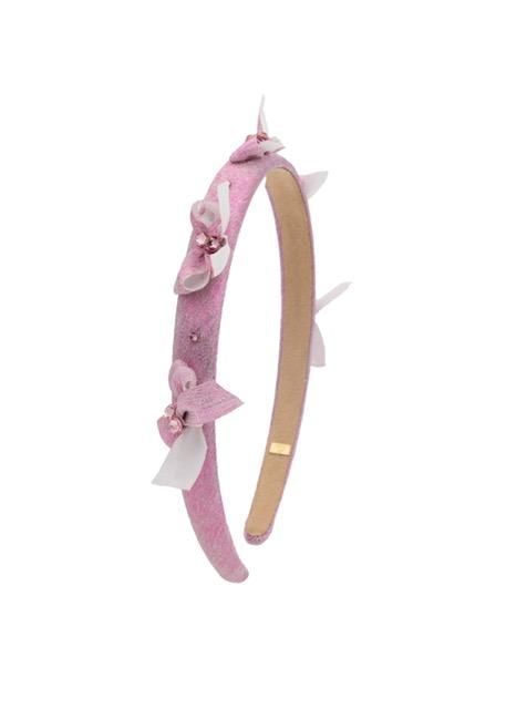 Crystallized Metallic Bow Halo Headband, Pink