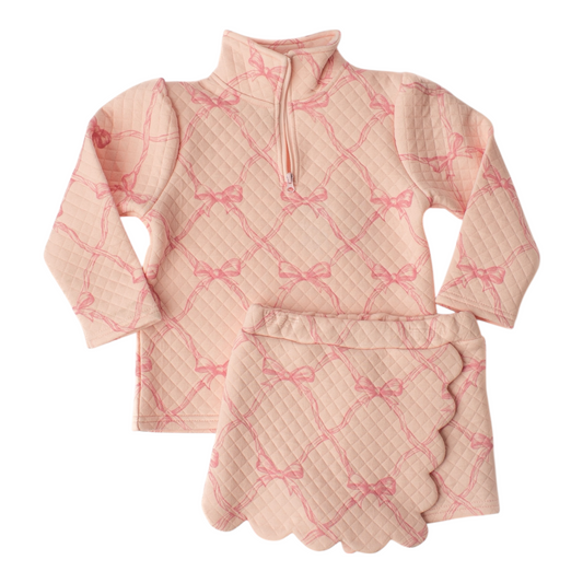 Dainty Bows Quilted Skort Set