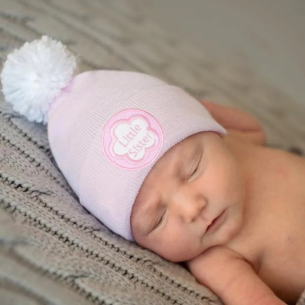 ILYBEAN Pink Little Sister Pom Hat