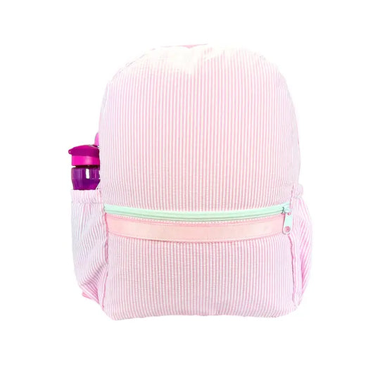Seersucker Medium Backpack w/Pocket , Pink