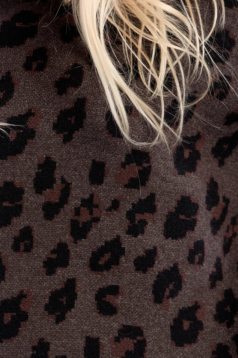 Leopard Sweater, Dark Grey
