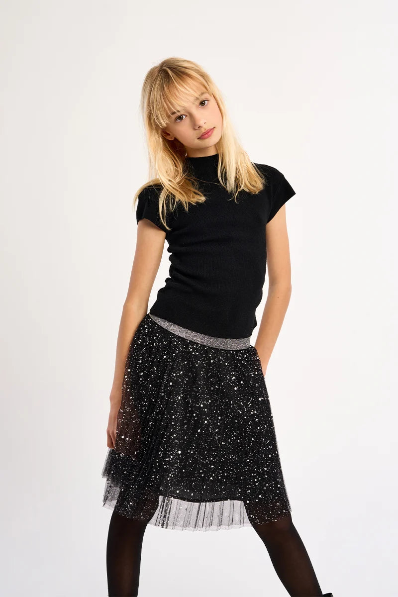 Ruched Mock Neck Sweater, Black