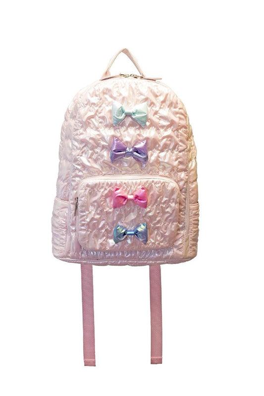 Quilted Backpack with Puffy Pastel Bows