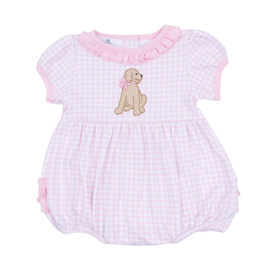 Puppy Playtime Applique Ruffle Bubble, Pink