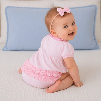 Puppy Playtime Applique Ruffle Bubble, Pink