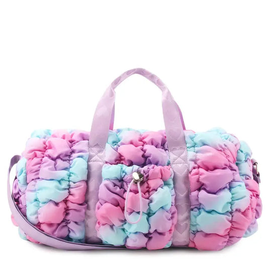 Quilted Ombre Scrunchie Barrel Duffel Bag