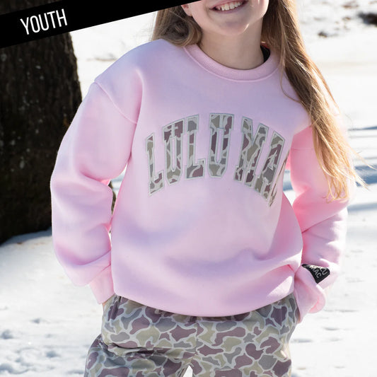 Kids LULU MAC Sweatshirt, Pink w/Camo