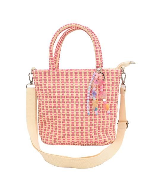 Raffia Bag With Bag Charms & Crossbody Strap