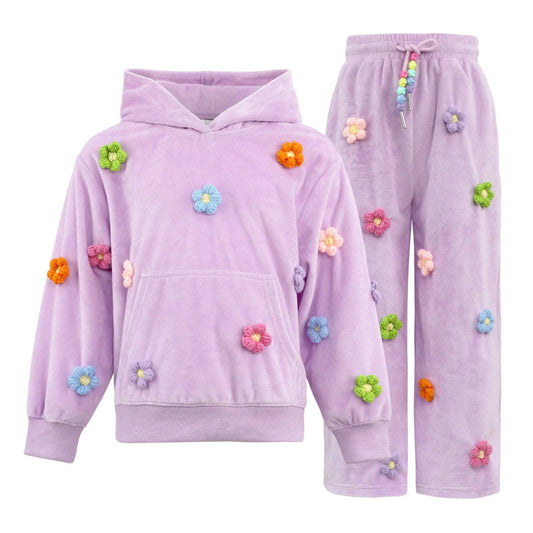 3D Rainbow Daisy Velour Set