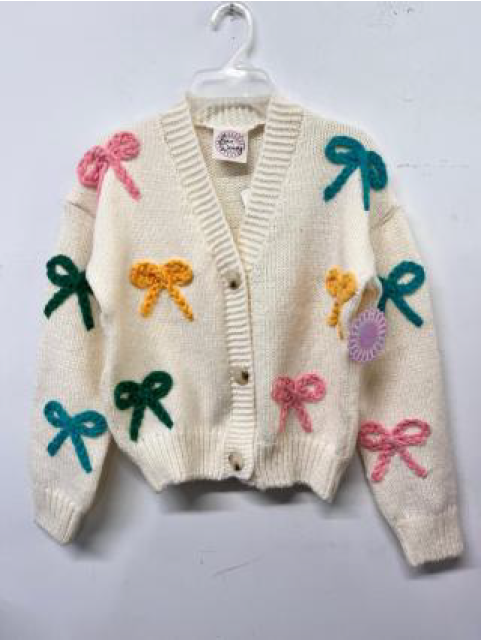 Chunky Cardigan w/Rainbow Bows