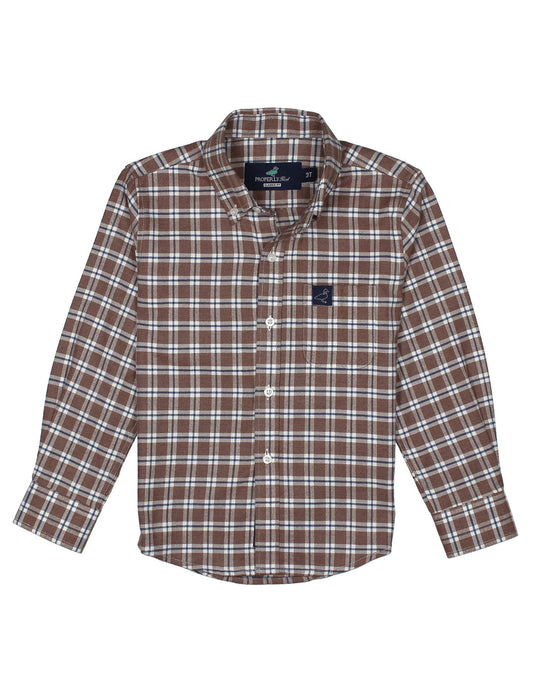 Boys Classic Flannel Shirt, Saddle