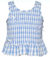 Sara Smocked Gingham Top, Blue/White