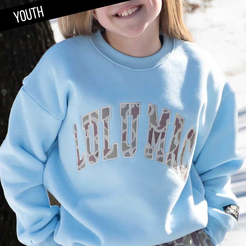 Kids LULU MAC Sweatshirt, Blue w/Camo