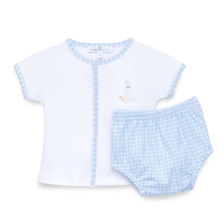 Silly Goose Diaper Cover Set, Light Blue