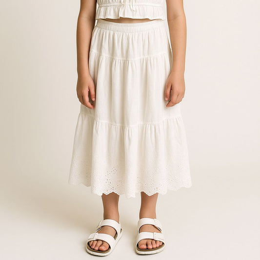 Woven Maxi Skirt, White